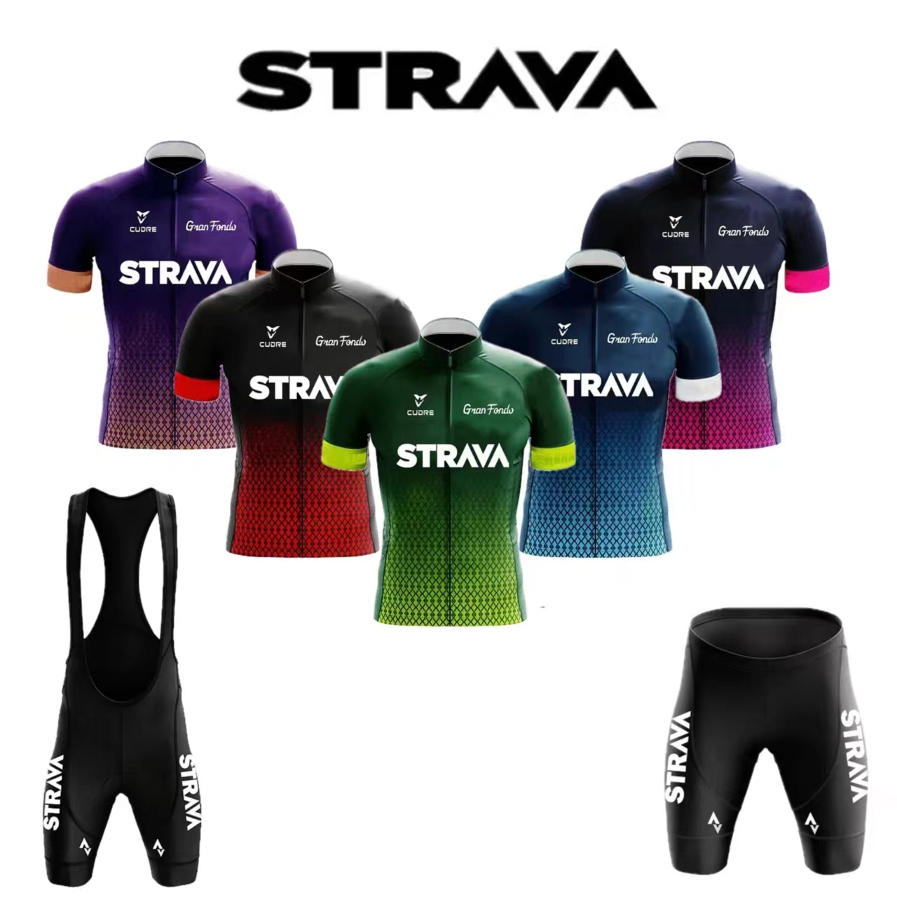 Mountain Biking Overalls - Strava Jersey Set Men's Bib Shorts