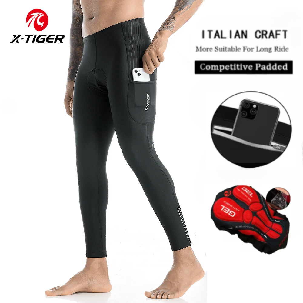 Mountain Biking Overalls - X-TIGER Men Cycling Long Pants Gel