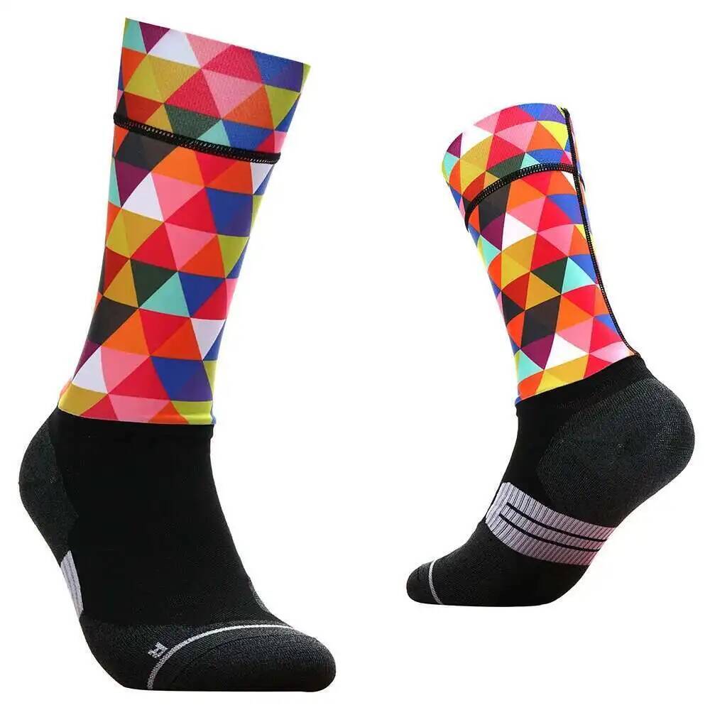 Mountain Biking Socks - Vibrant Geometric Cycling Socks - Breathable