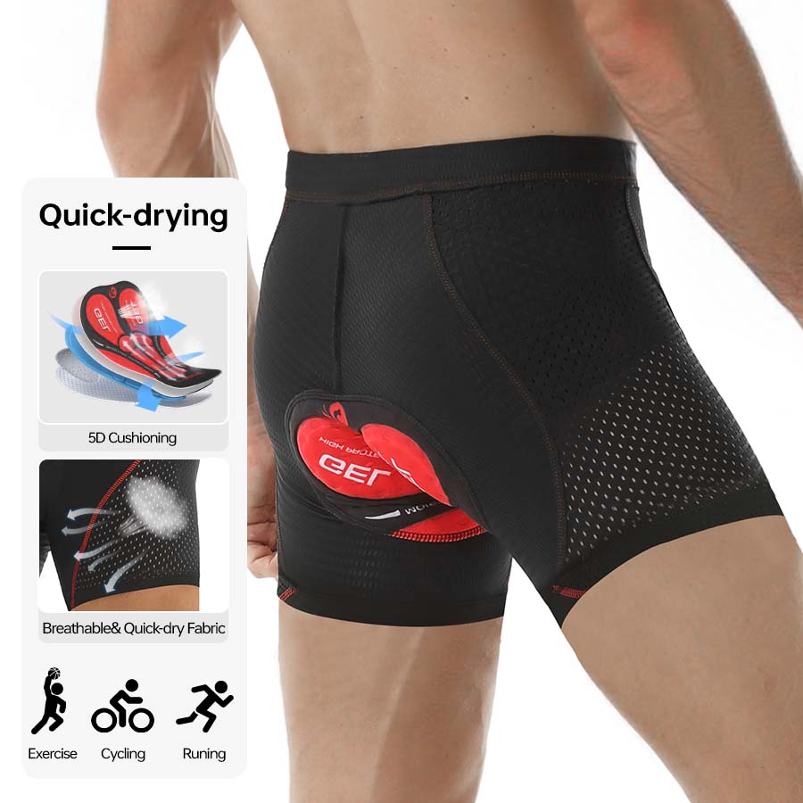 Mountain Biking Underwear - X-TIGER Men's Cycling Underwear Shorts 5D