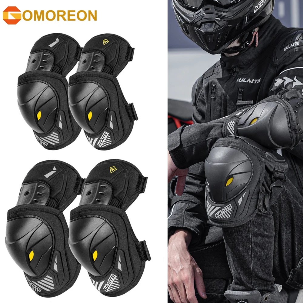 GOMOREON 1Pair Motorcycle Elec - Mountain Biking Knee And Elbow Pads review and price